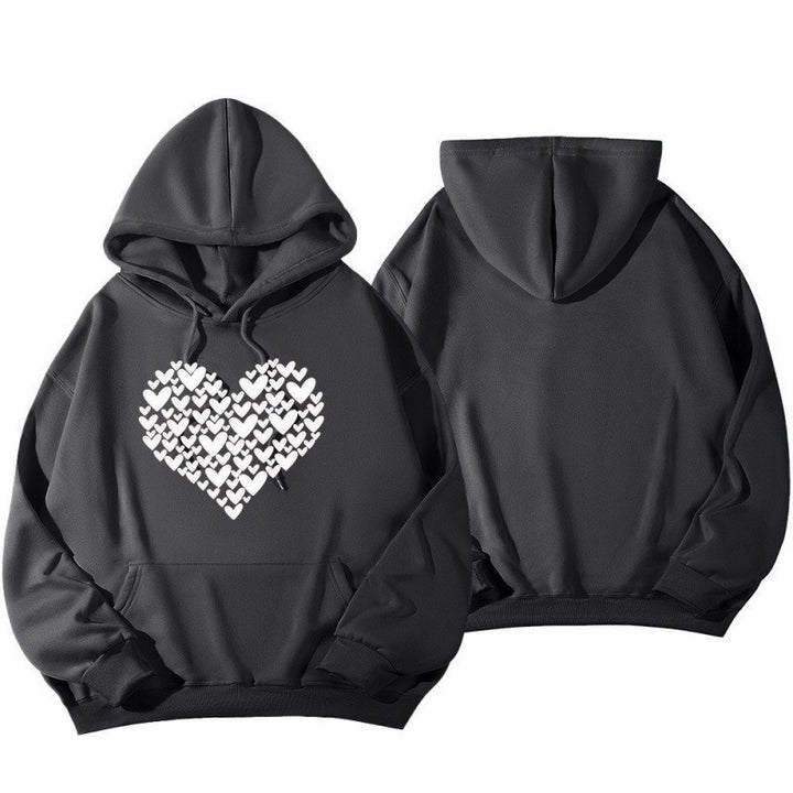 Dame Hoodie Sweatshirt med Stor Hjerte Design Skjora