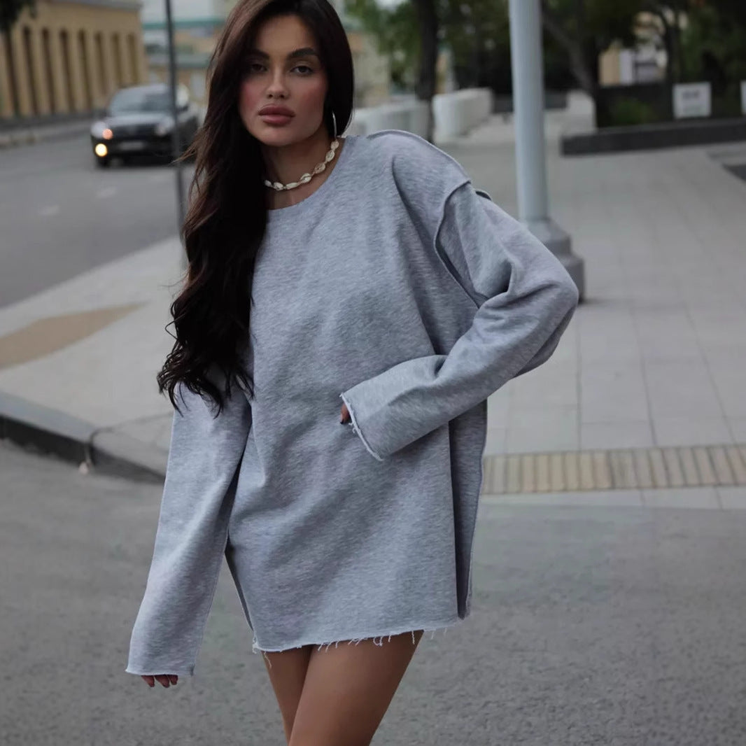Dame casual oversized genser med bred skjæring og teksturert stoff Skjora