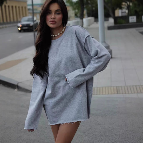 Dame casual oversized genser med bred skjæring og teksturert stoff Skjora