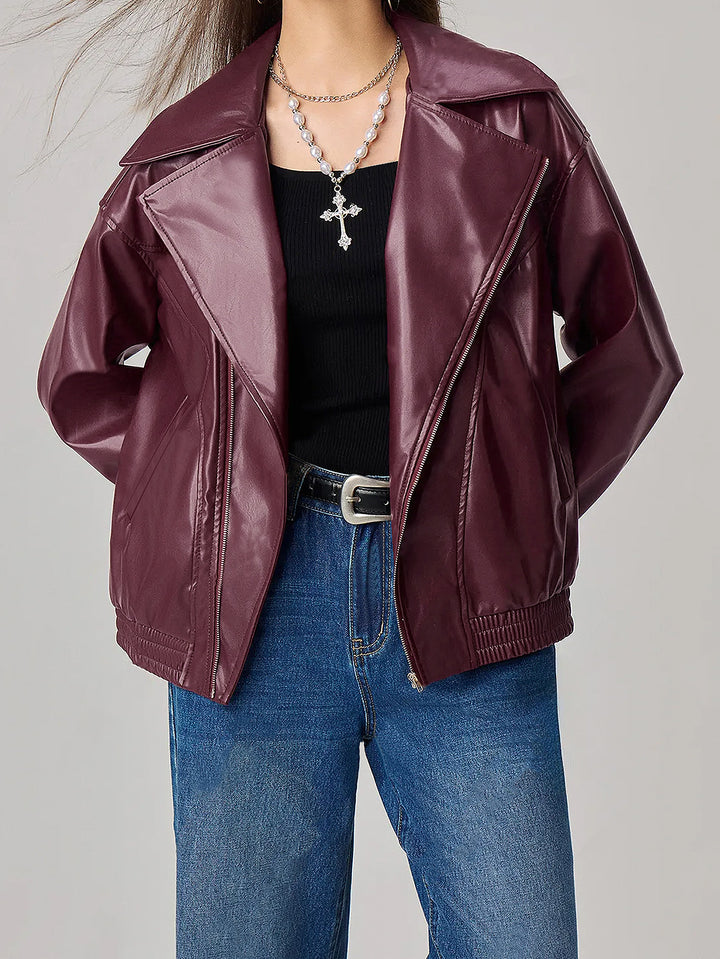 Dames faux skinnjakke i trendy oversized stil med smale glidelåsdetaljer Skjora