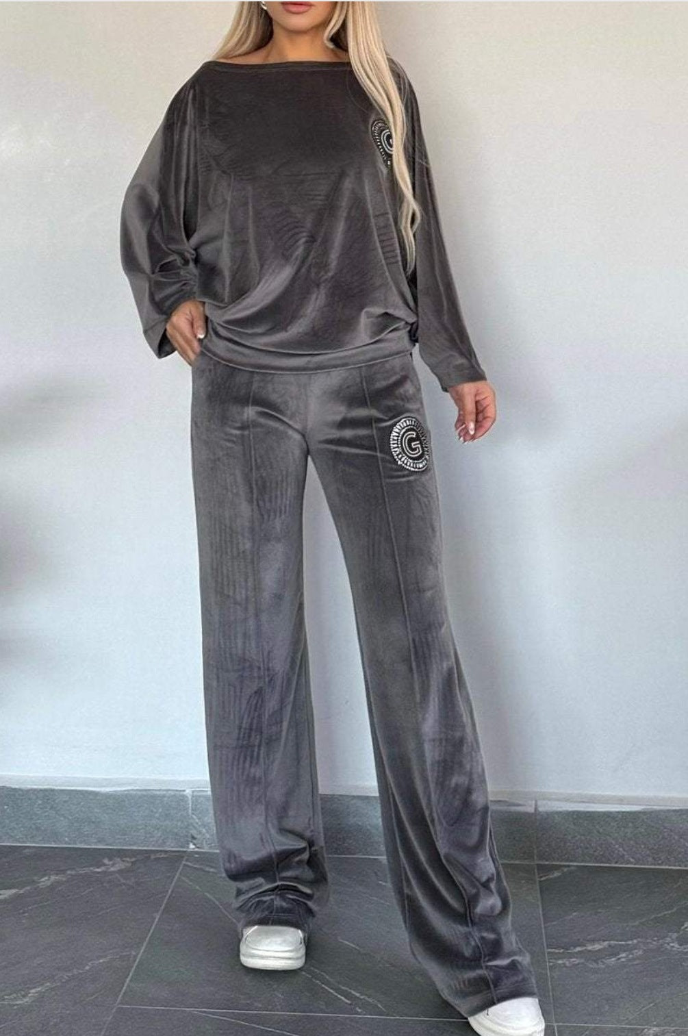 Dame Casual Velvet Loungewear Set med Myk Cut Skjora
