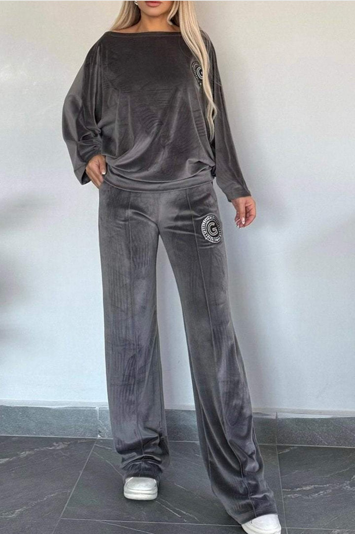 Dame Casual Velvet Loungewear Set med Myk Cut Skjora