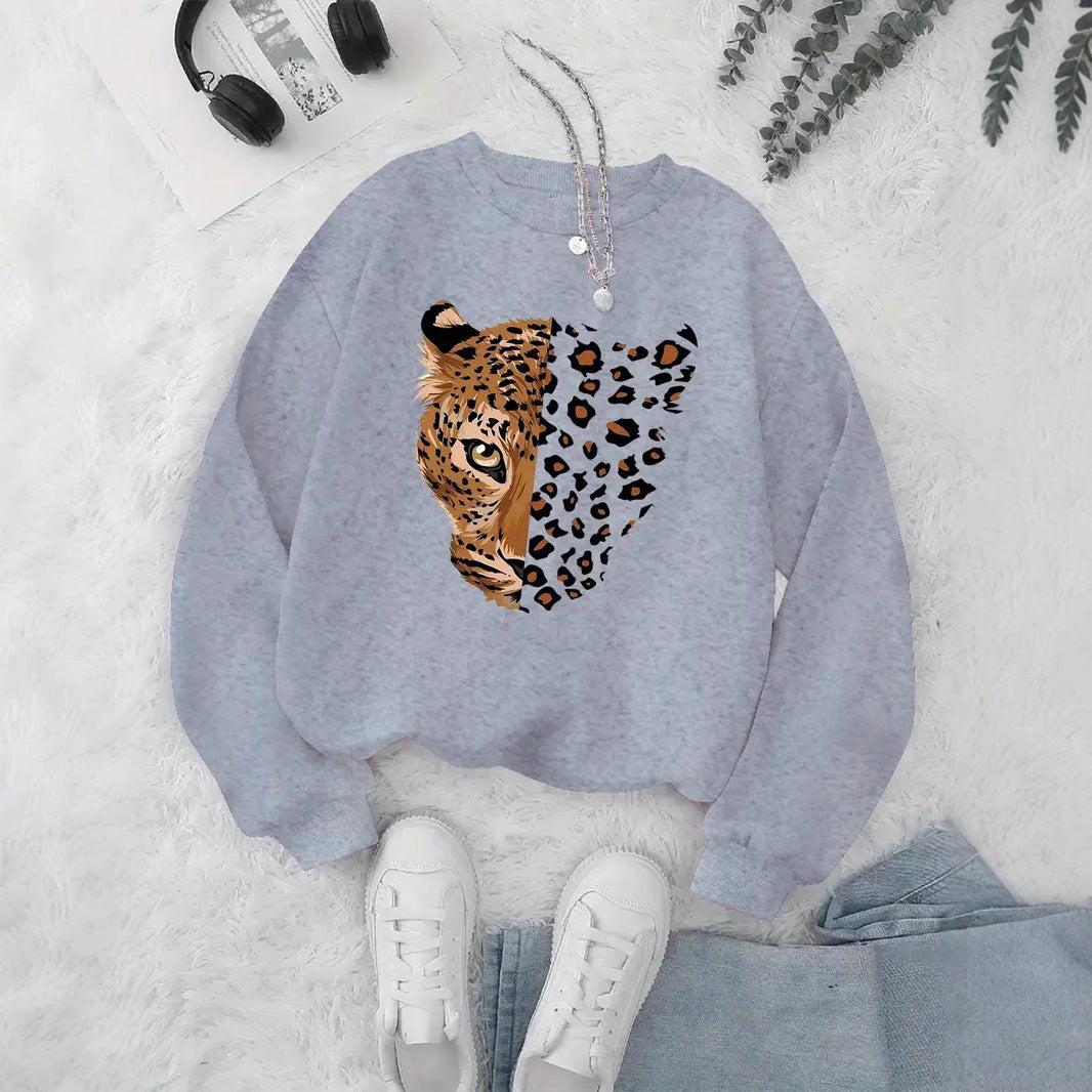 Kvinner sweatshirt med leopardmotiver Skjora