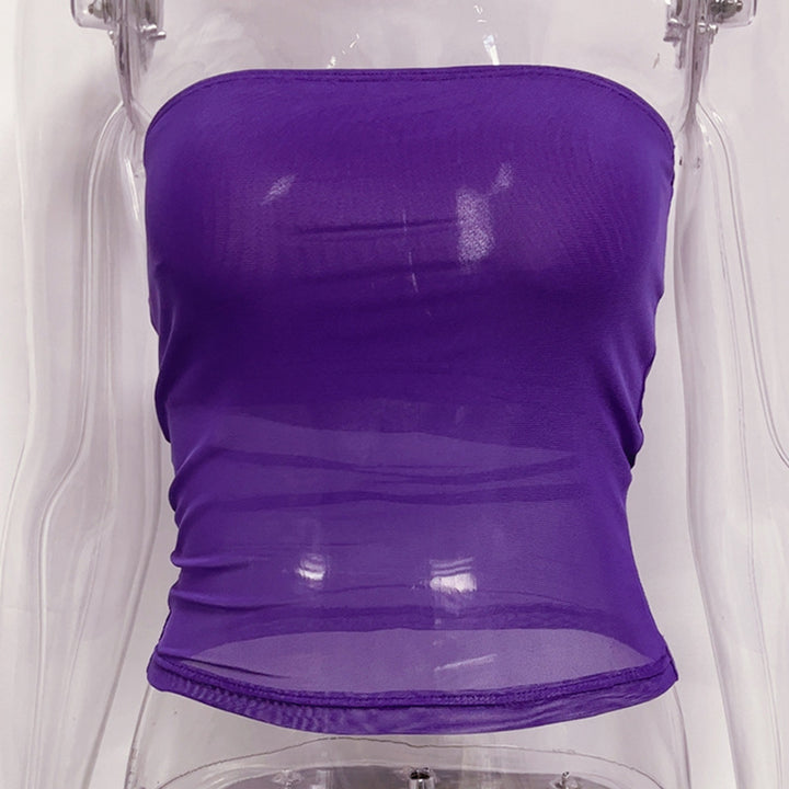 Dame bandeau topp i transparent design med elastisk materiale Skjora