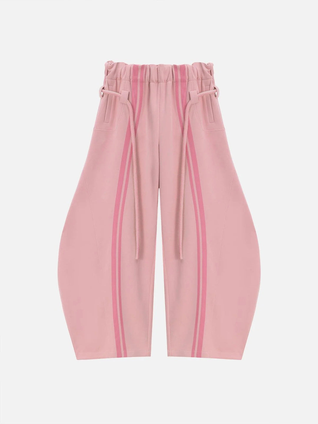Kvinne casual bukser i sporty design med kontrasterende striper og elastisk midje