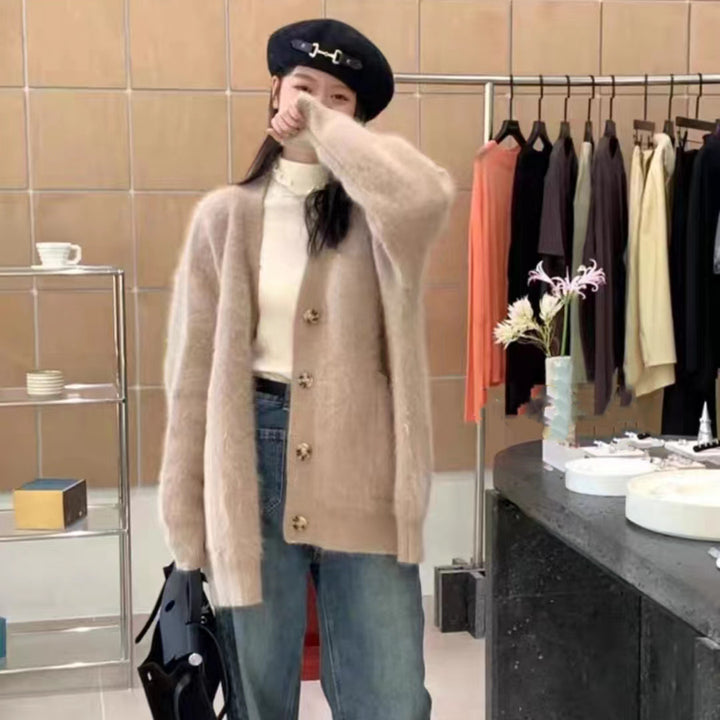Damer myk cardigan med knapper Skjora