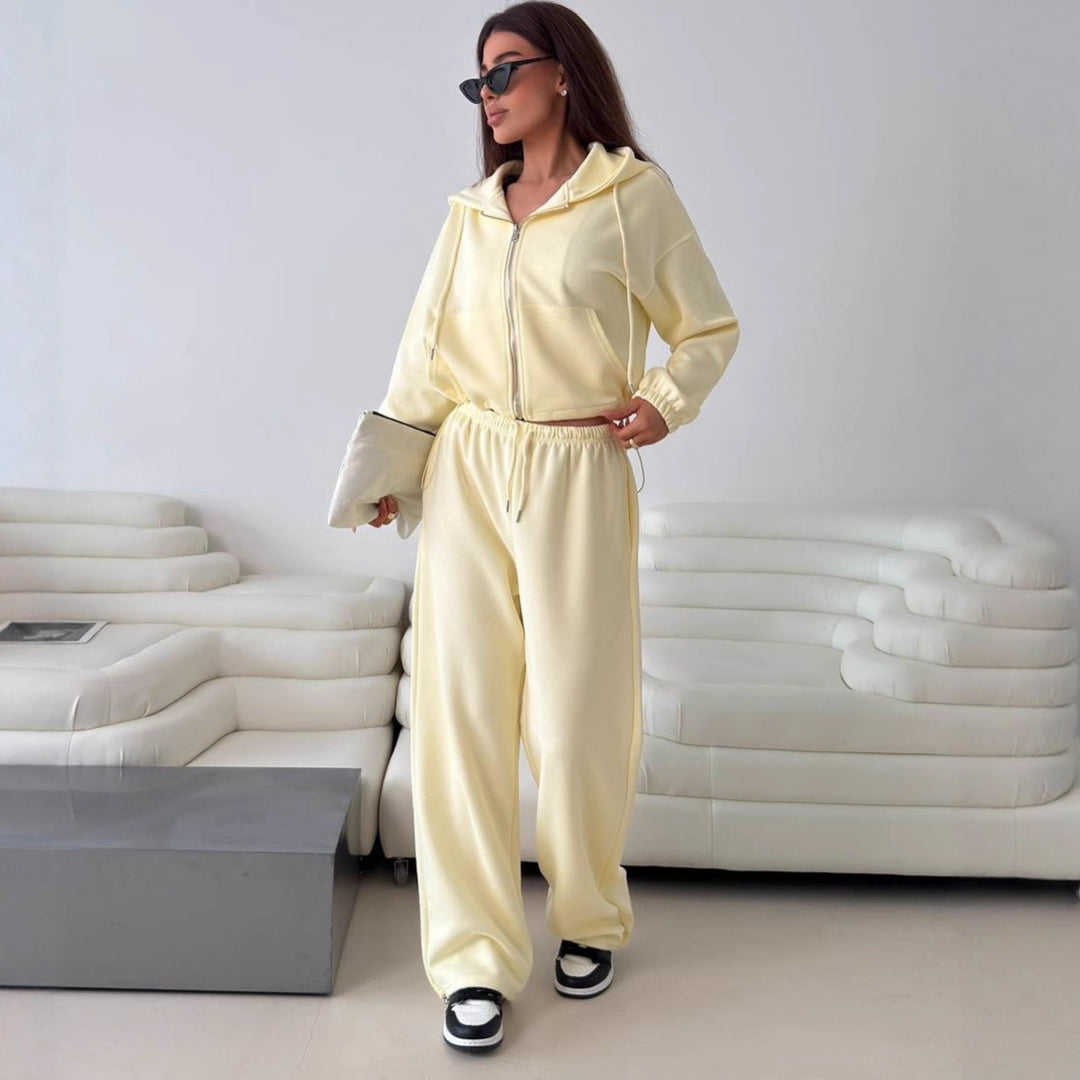 Damen sporty hettegensett med glidelås og elastisk midjebånd Skjora