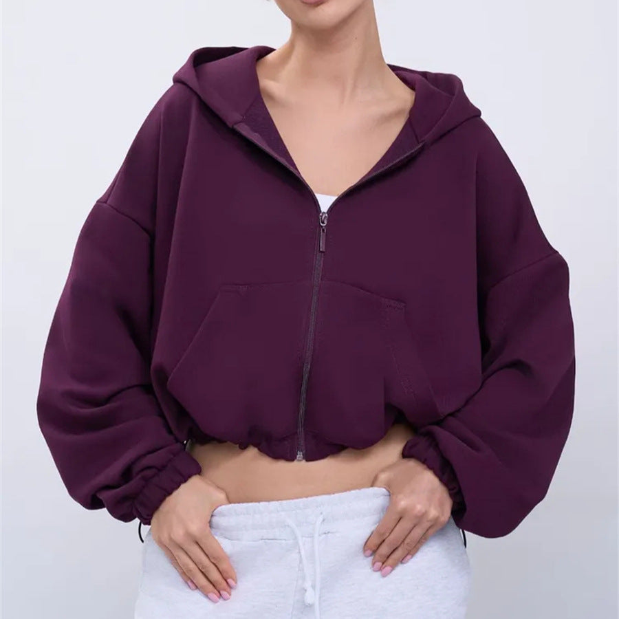 Damer casual cropped hettegenser med voluminøse ermer Skjora
