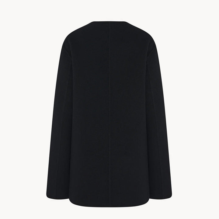 Dame elegant strikk blazer med stor revers og praktiske lommer Skjora