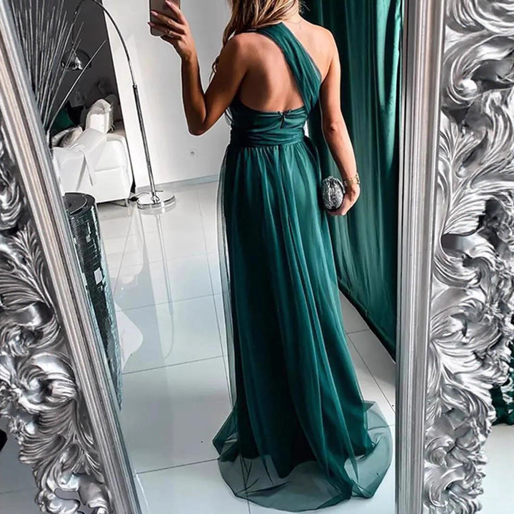 Damer Elegant Kveldsdrakt med Av-Shoulder Cut og Høy Splitt Skjora