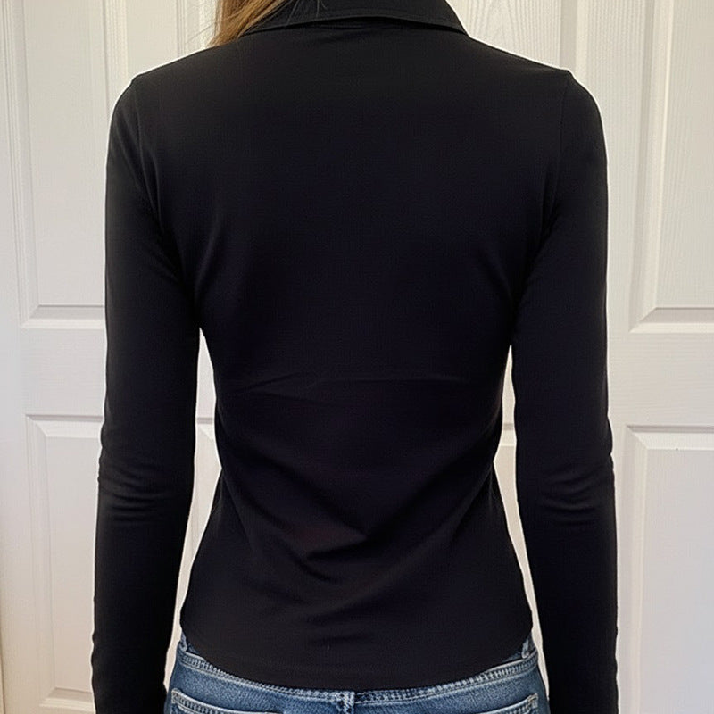 Dame polo skjorte med stilige lommer og elegante trykknapper Skjora
