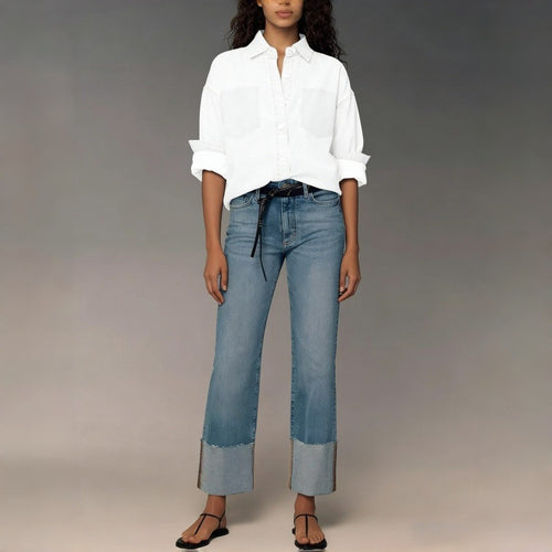 Dame designer jeans i moderne boyfriend-stil med unike detaljbehandlinger Skjora