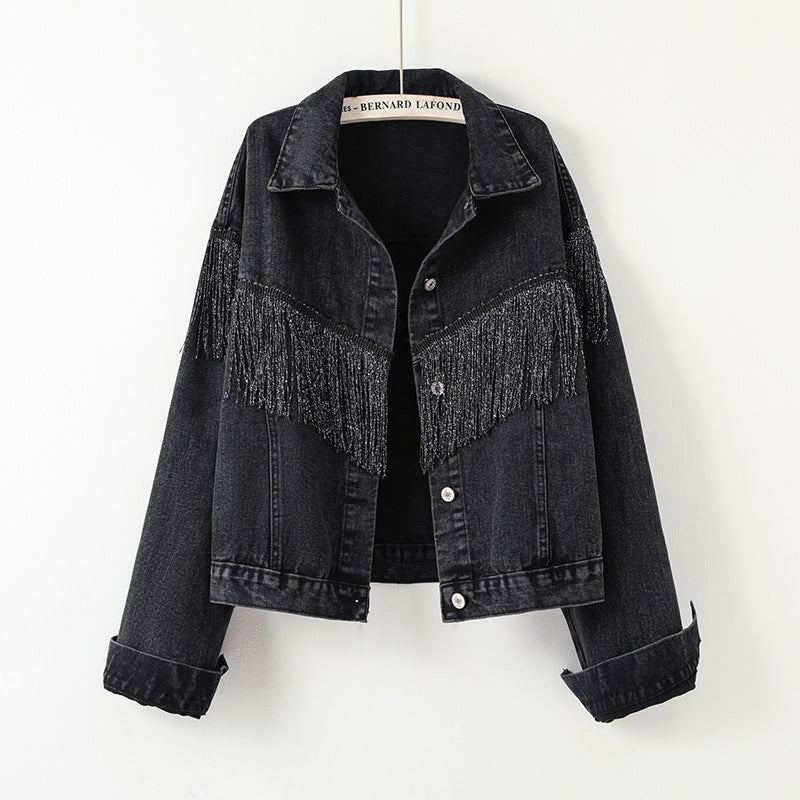 Jeanjakke for kvinner med frayed design Skjora