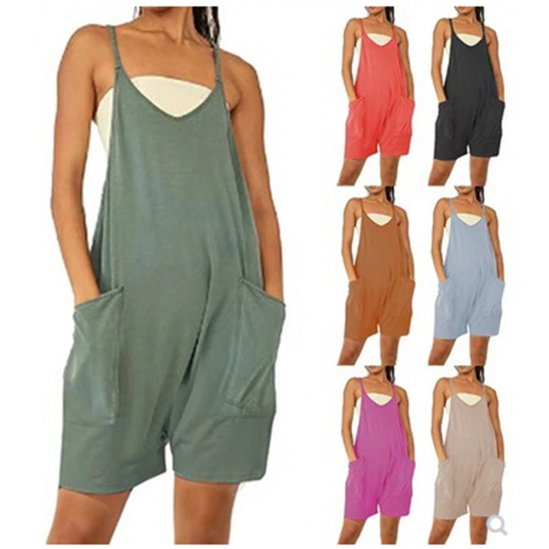 Damer Casual Jumpsuit med dyp utringning og praktiske lommer Skjora