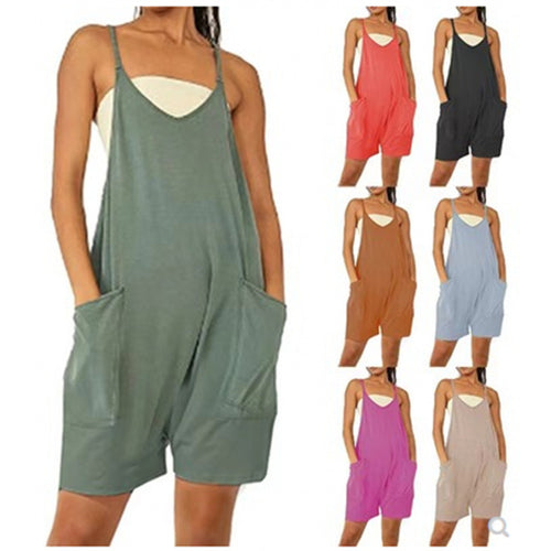 Damer Casual Jumpsuit med dyp utringning og praktiske lommer Skjora