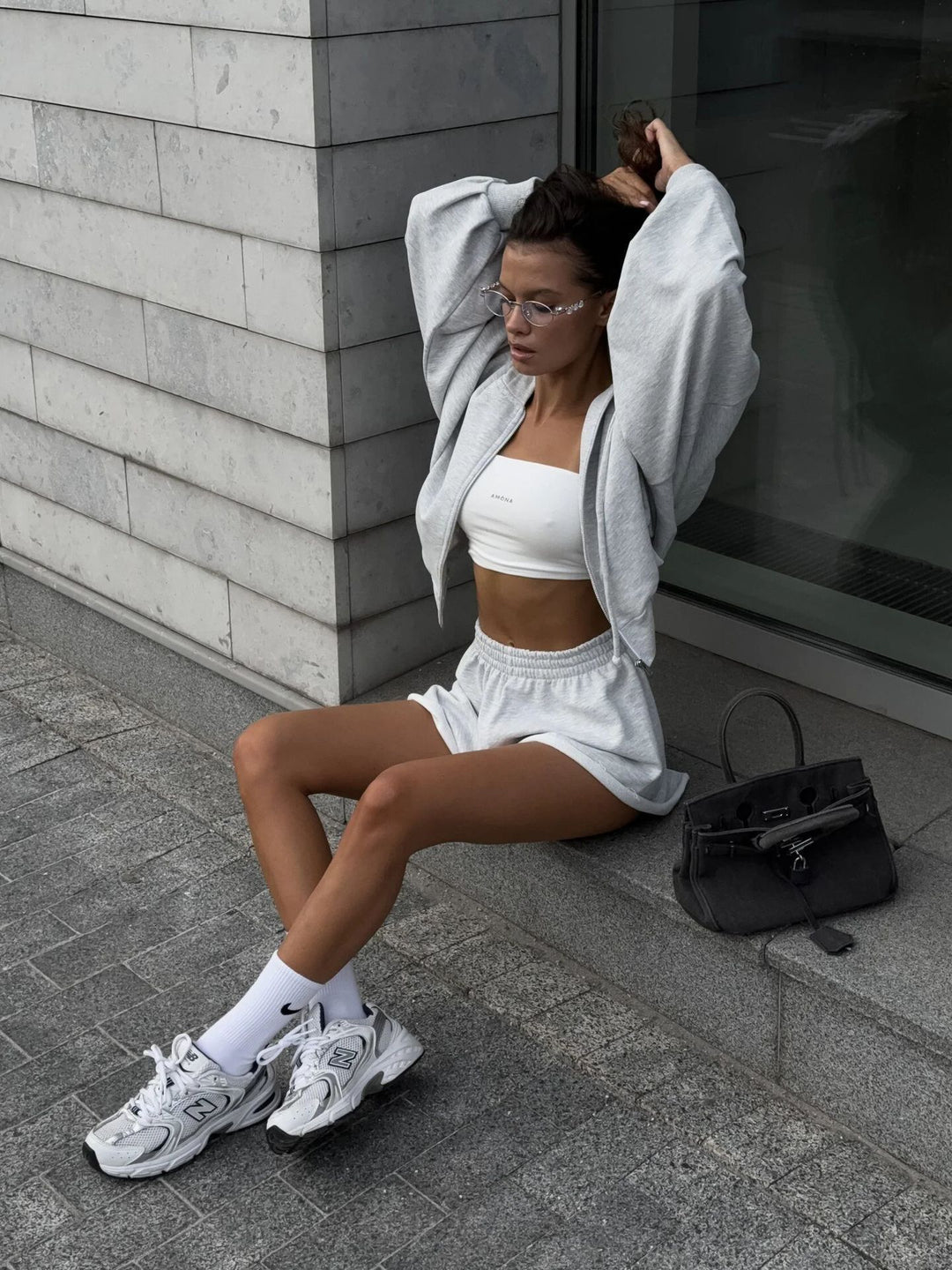Dame casual sett med cropped topp og shorts Skjora