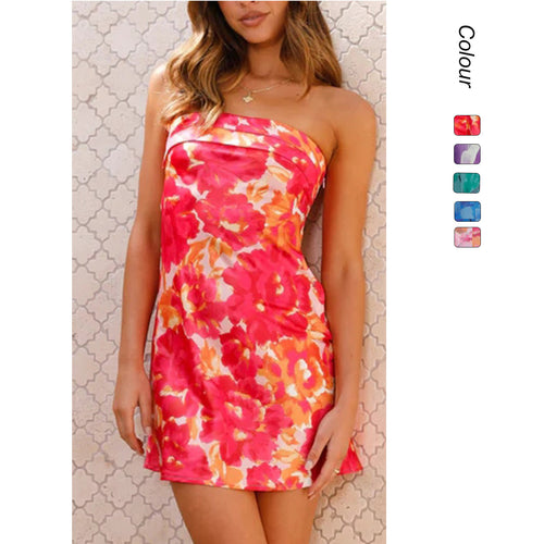 Dame bandeau kjole med blomsterdetaljer og tettsittende snitt