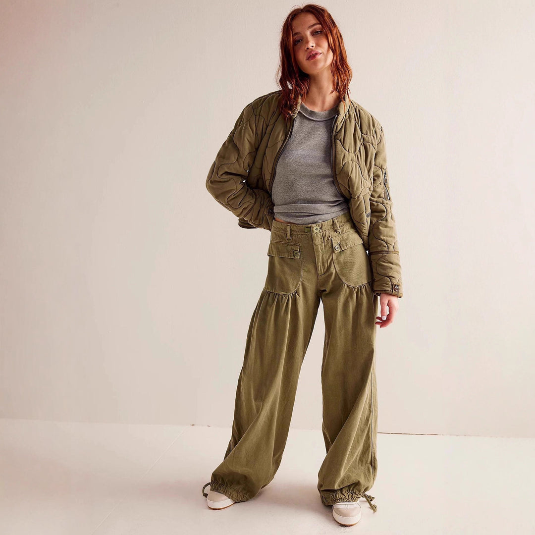 Dame casual Cargo-jakke med quiltet design og praktiske lommer Skjora