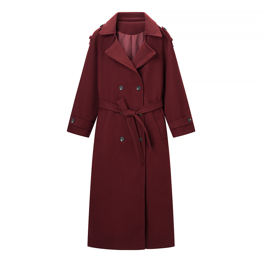 Damer Elegant Trench Coat med Belte og Dobbel Knapplukking Skjora