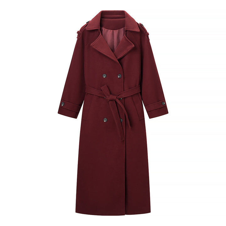 Damer Elegant Trench Coat med Belte og Dobbel Knapplukking Skjora