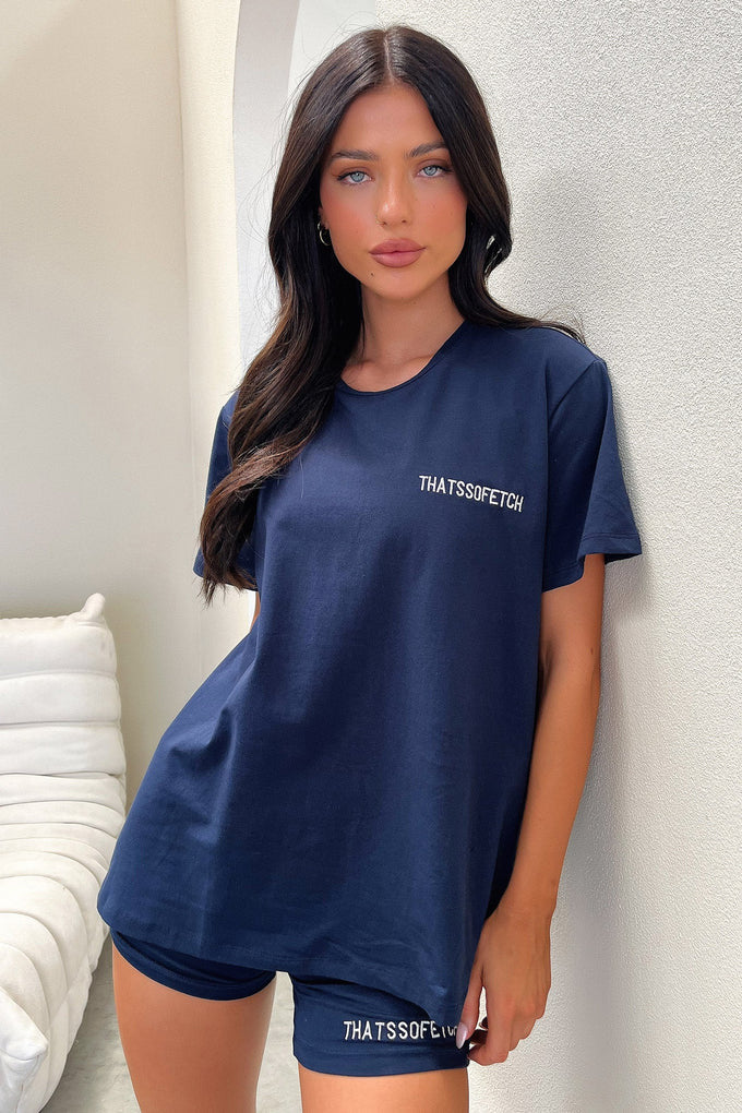 Dame Lounge-set med avslappet T-skjorte og shorts Skjora