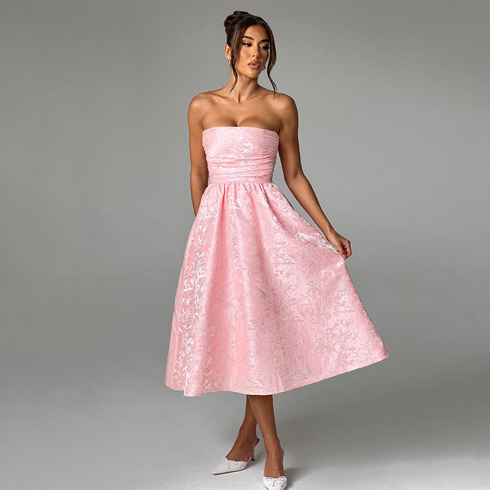 Damen Ballkleid mit schulterfreiem Design und fließendem Rock Skjora