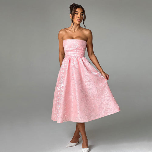 Damen Ballkleid mit schulterfreiem Design und fließendem Rock Skjora