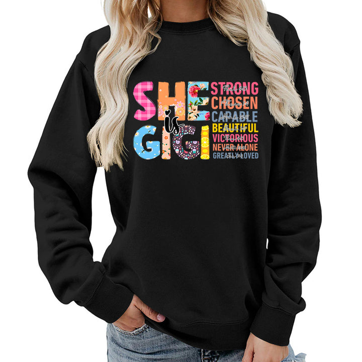 Kvinne sweatshirt med inspirerende tekstdesign Skjora