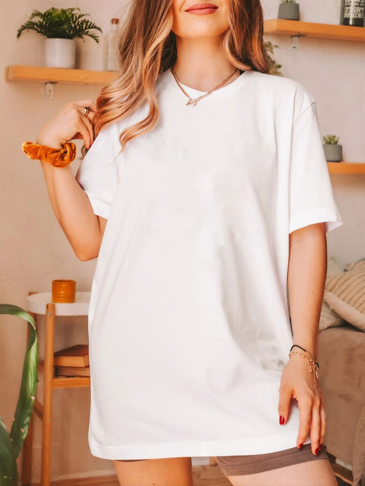Damer oversized bomull T-skjorte med rett snitt og minimalistisk design Skjora