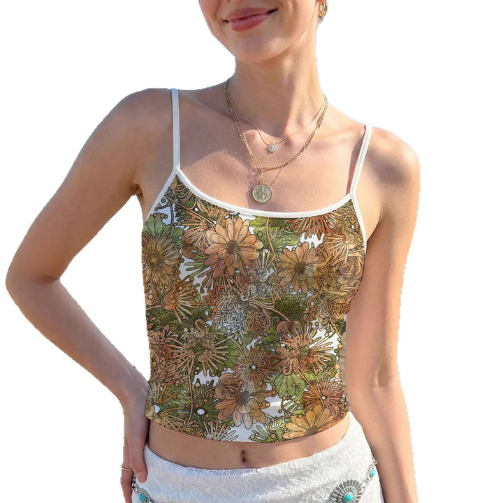 Damen Neckholder Top mit floralem Motiv und leichtem Stoff Skjora