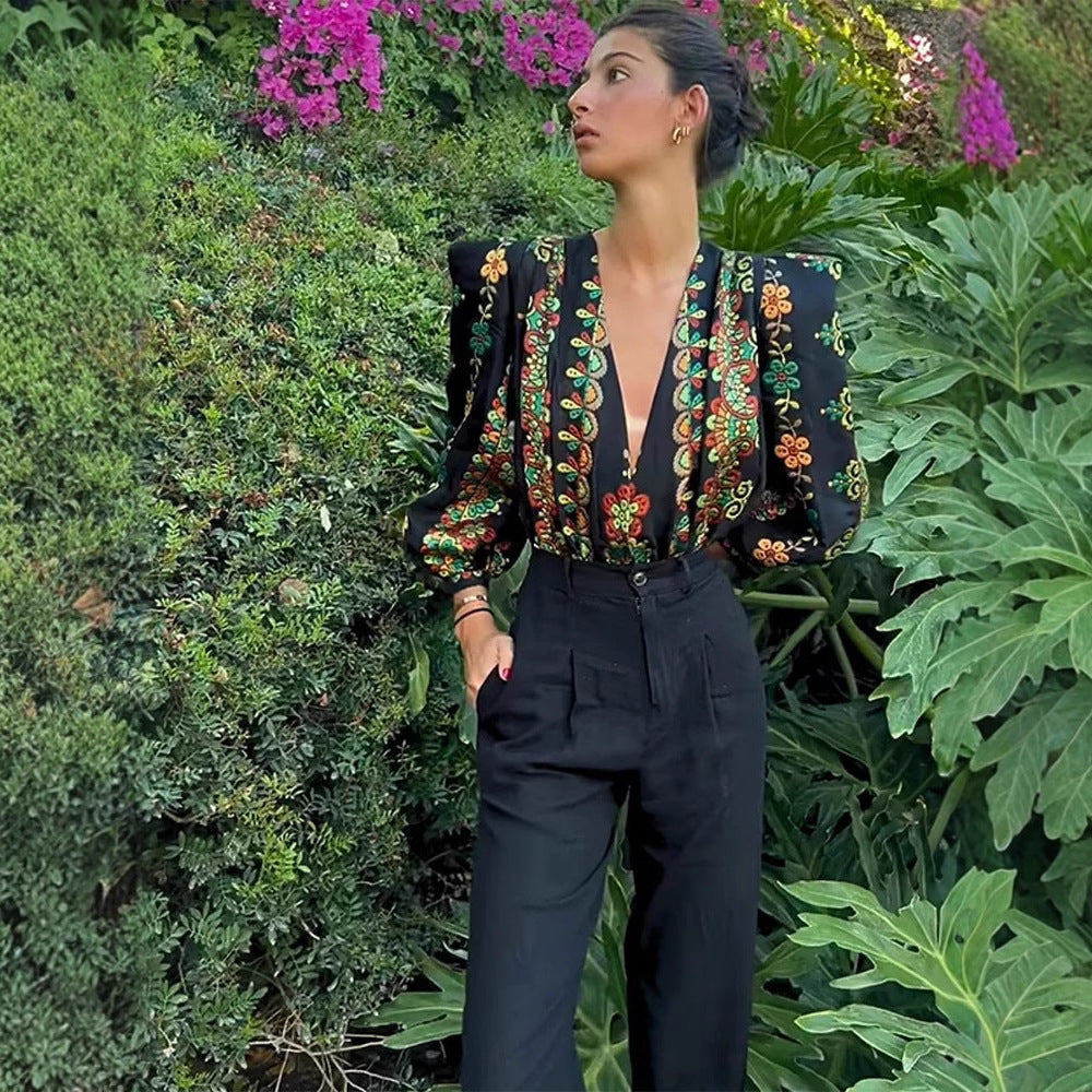 Dame To-delt Outfit med kort topp og floral maxiskjørt Skjora