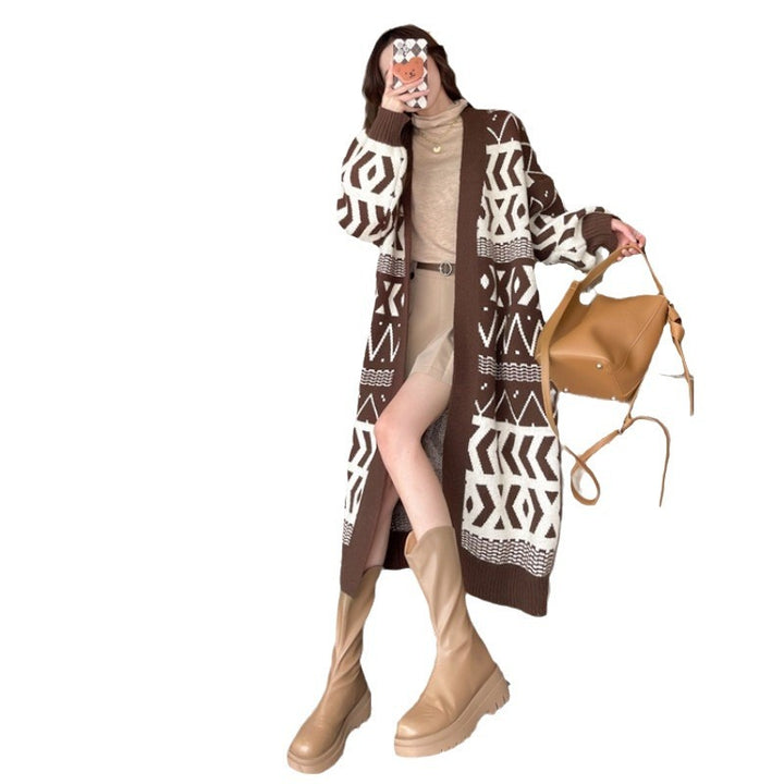 Dame cardigan i trendy etnisk stil med løs passform Skjora