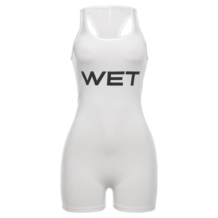 Dame Sporty jumpsuit med racerback og iøynefallende logo Skjora