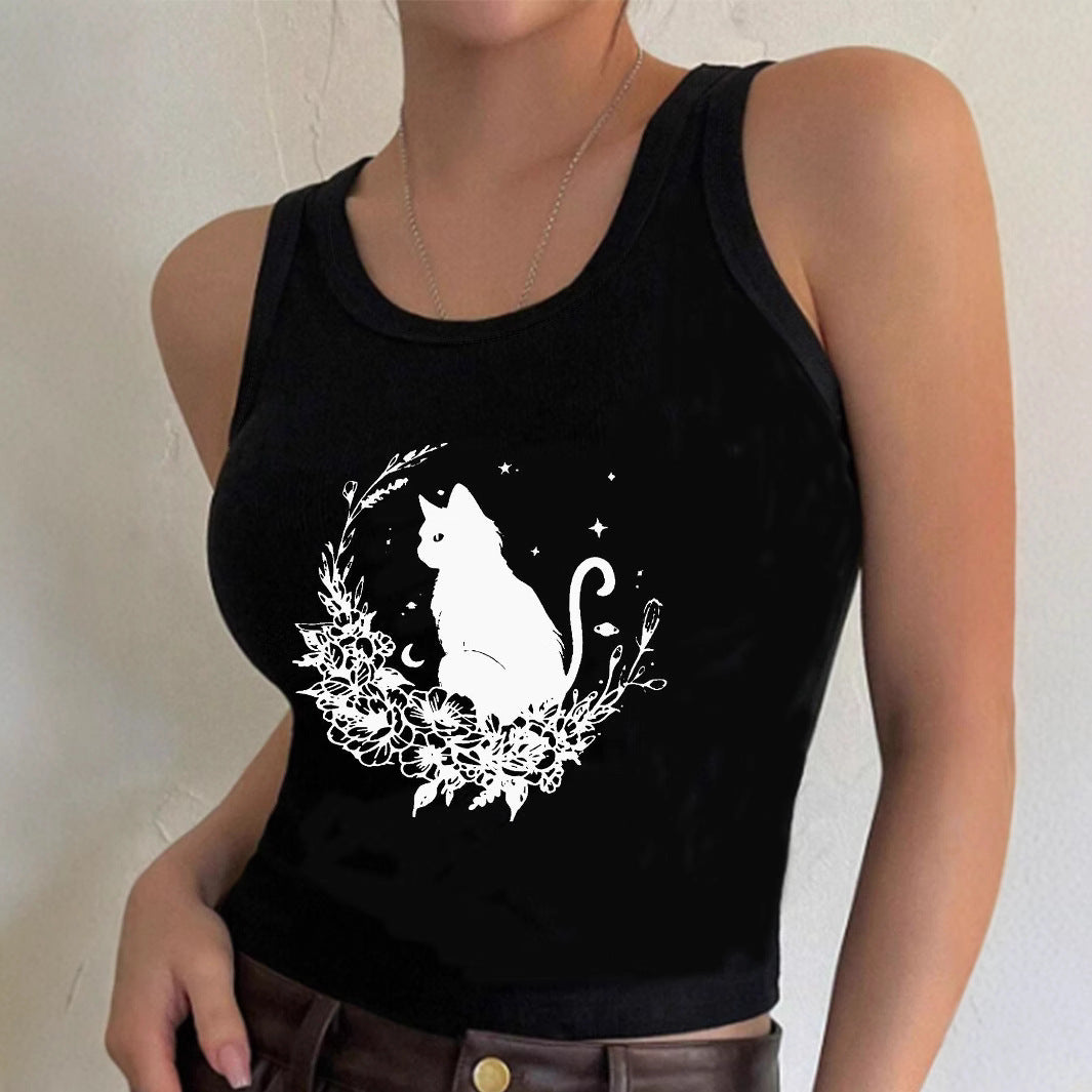 Dame Crop-Top med unikt design og moteriktig trykk Skjora