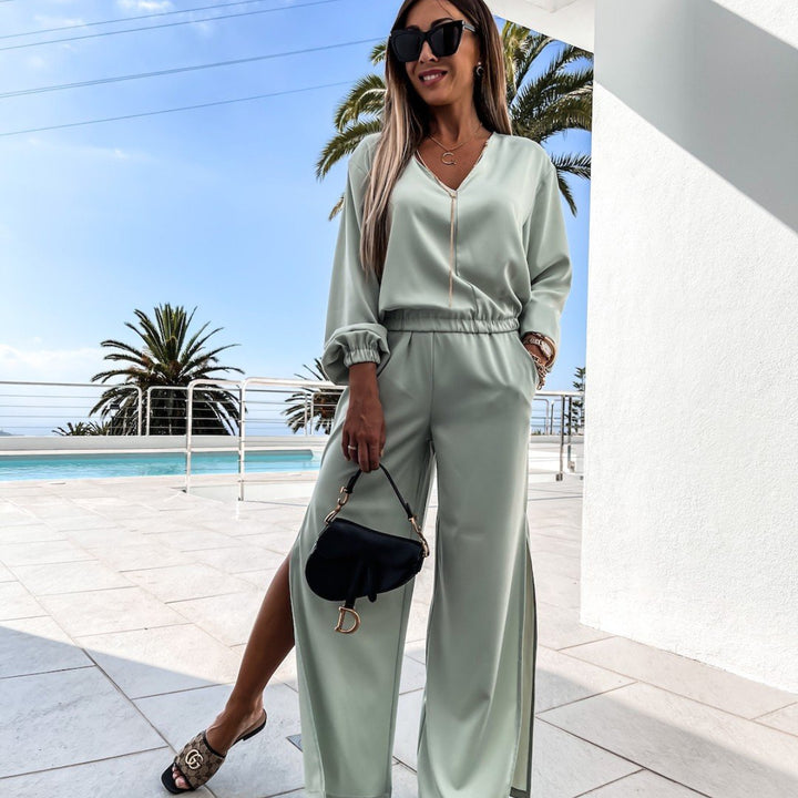 Kvinne Elegant Jumpsuit med Dekorative Side Slisser Skjora
