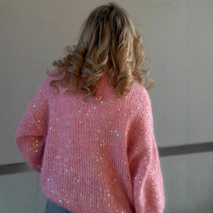 Kvinnes Glitter Genser med Casual Cut og Høy Krage Skjora