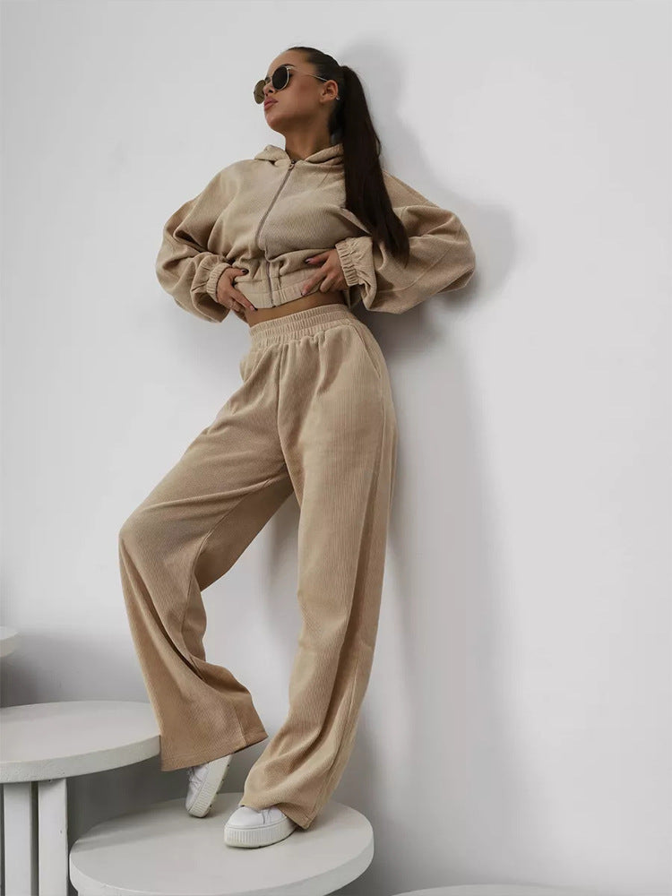 Dame Fleece Trackdress med hette og løs passform Skjora