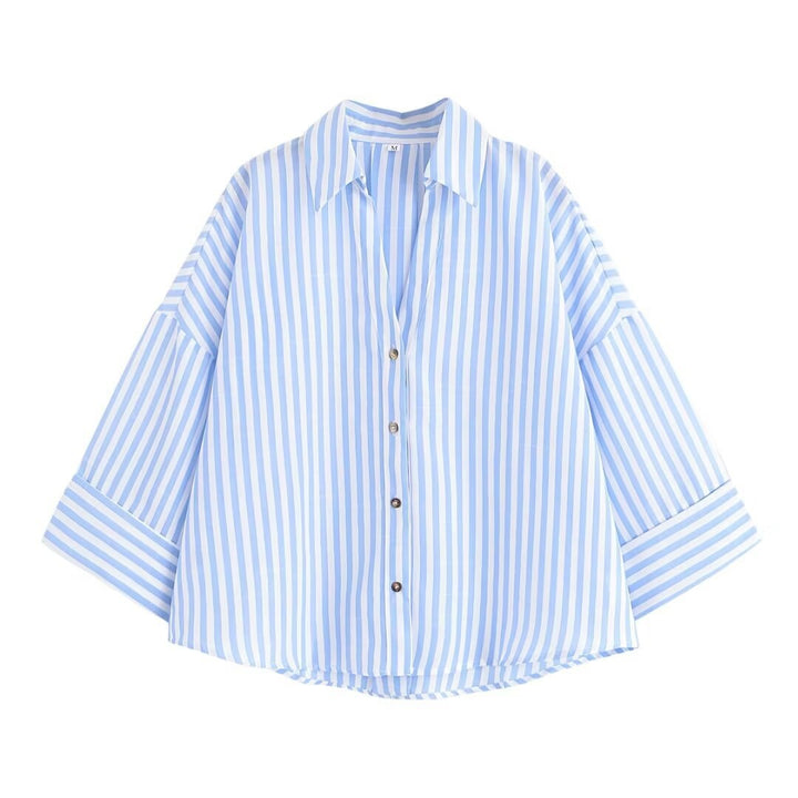 Dame skjorte-bluse med avslappet snitt og elegante 3/4-ermer Skjora