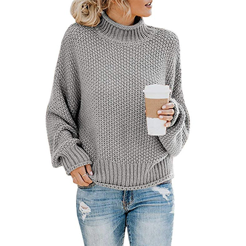 Dame chunky strikket turtleneck genser med en avslappet passform Skjora