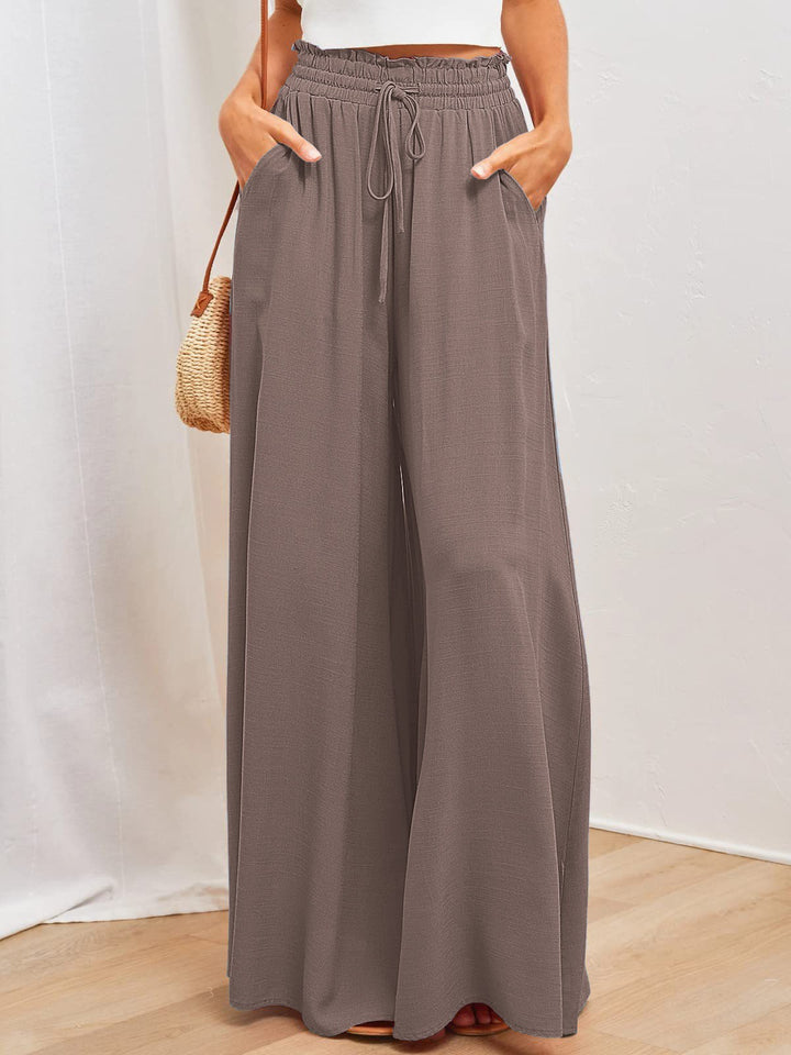 Dame vidt skjært sommerbukse med elastisk liv og praktiske lommer Skjora