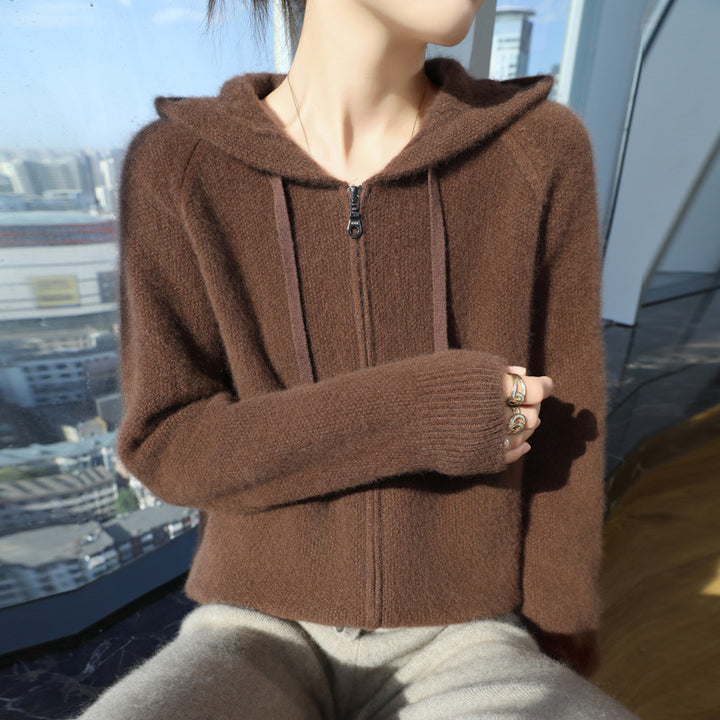 Kvinne Cozy Hoodie Jakke med Mykt Materiale og Glidelås Skjora