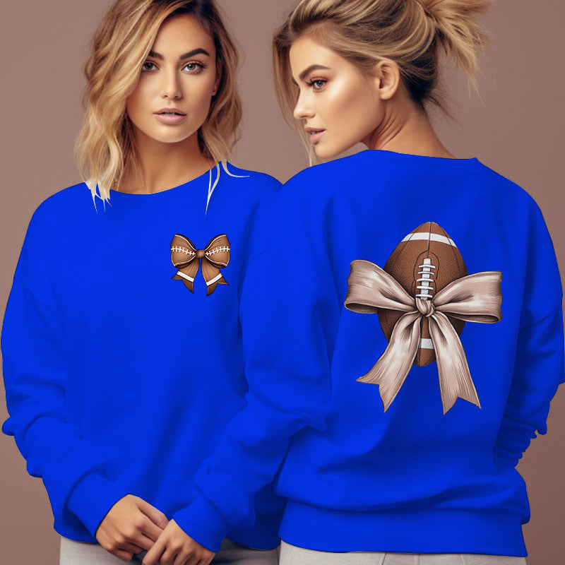 Dame sweatshirt med søtt fotballmotiv og sløyfeakcent Skjora