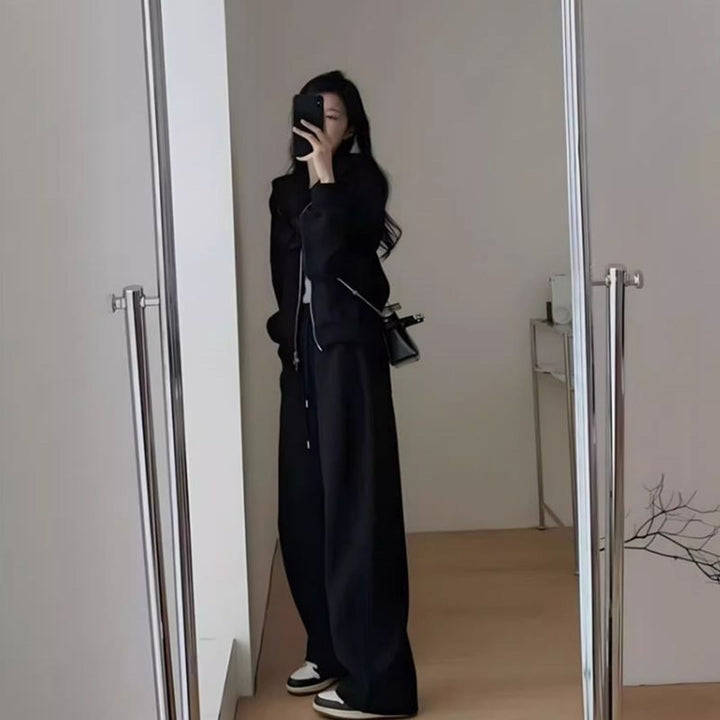 Dame Oversized Fritid Hette Sett med Dyp Utringning og Casual Bukser Skjora