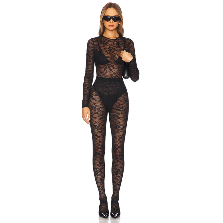 Dame spisser-body med transparente innsatser og lange ermer Skjora