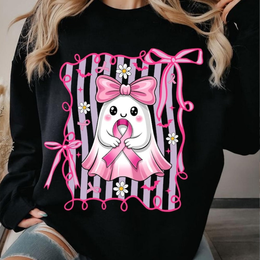 Dames sweatshirt med søtt spøkelsemotiv og lekent design Skjora