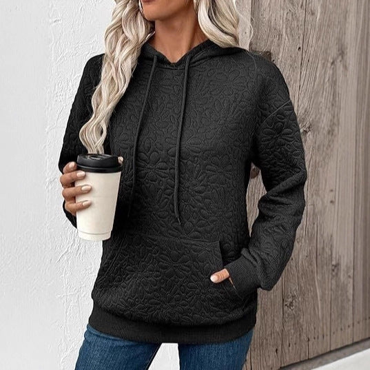 Mote sweatshirt for kvinner med teksturert blomsterdesign Skjora