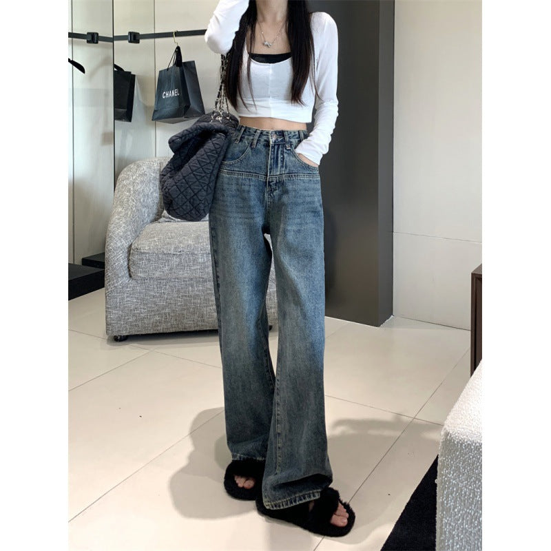 Kvinne's Bred Cut Vintage Jeans Skjora