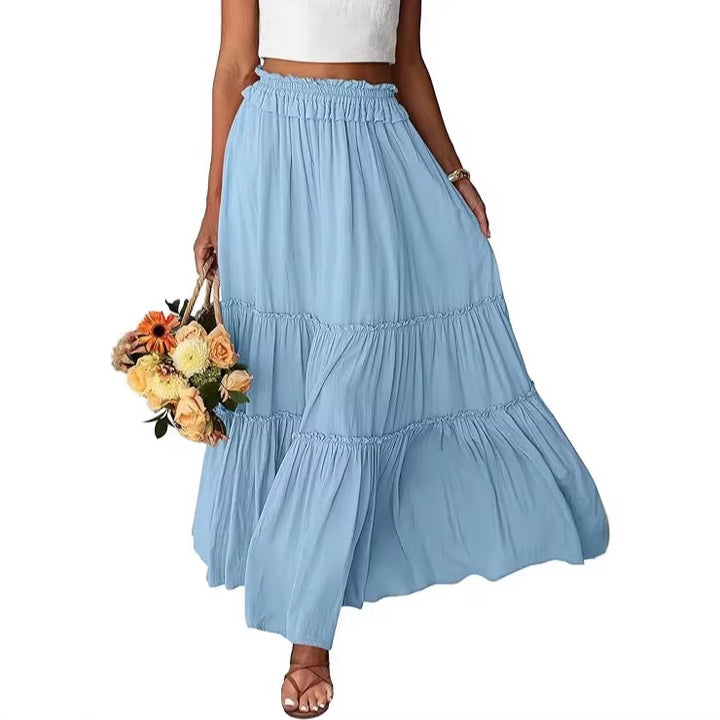 Maxi maxiskjørt for kvinner med volangdetaljer Skjora