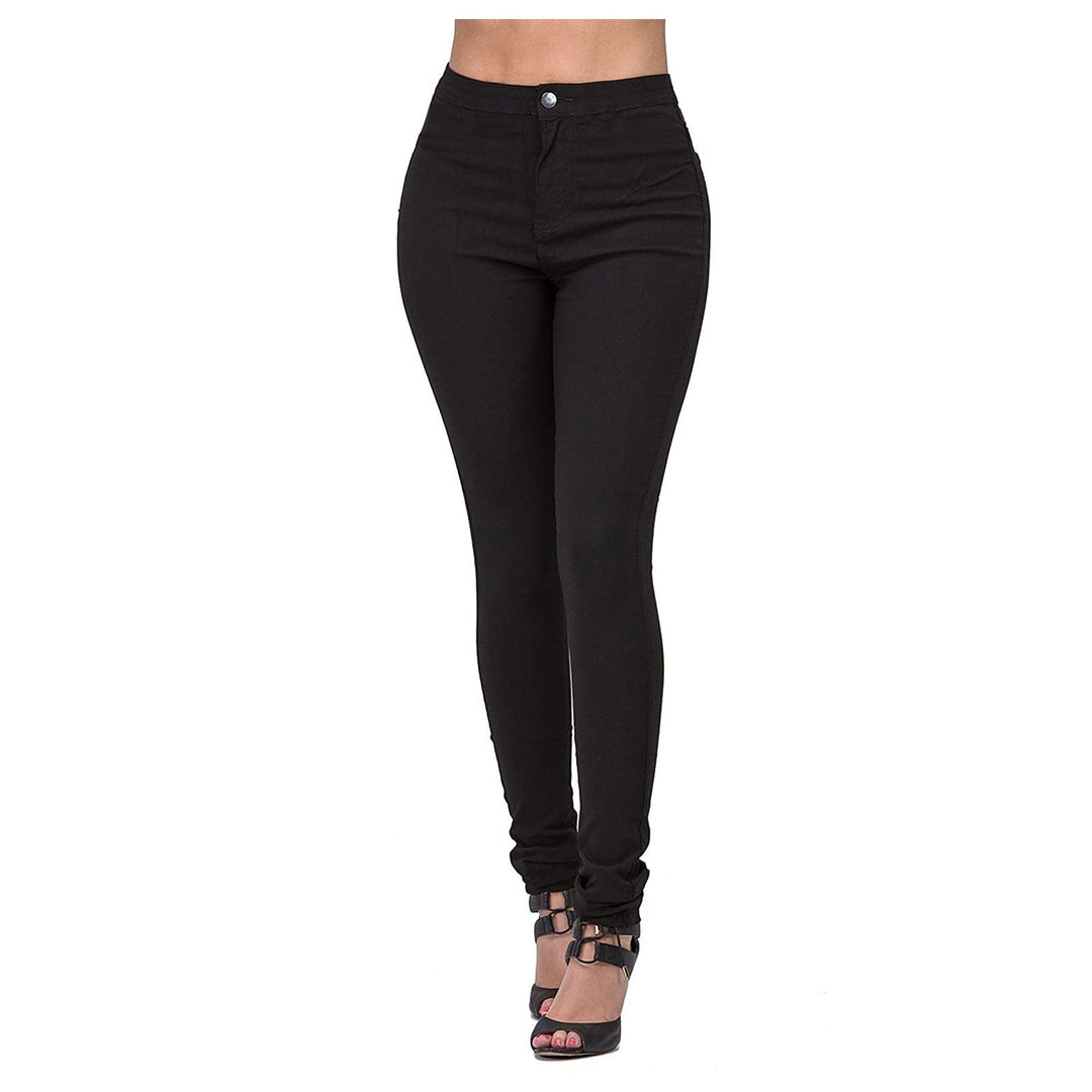 Dame Høyt skåret Skinny Jeans med elastisk Stretch Skjora