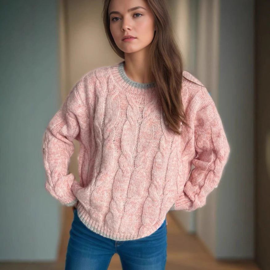 Dame chunky strikkegenser med tekstur og avslappet design Skjora